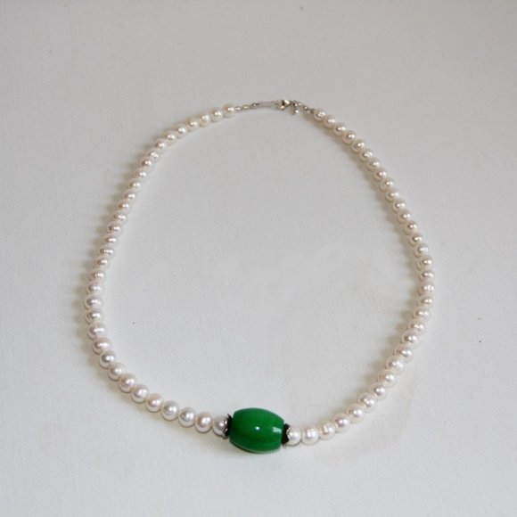 Sterling Silver Pearl and Chalcedony Necklace